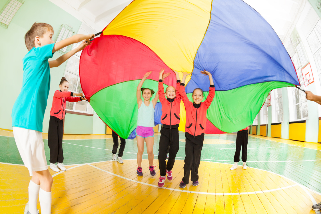 Children Playing Parachute Games